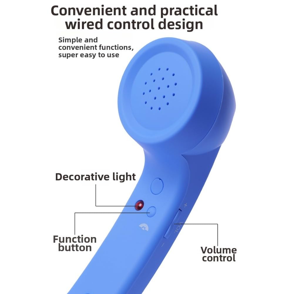 NiuLumea Auricular retro con cable para teléfono móvil con conector USB para teléfonos inteligentes y portátiles, diseño ergonómico, audio reductor de ruido, construcción de plástico, 22,7 x 6 cm - 4