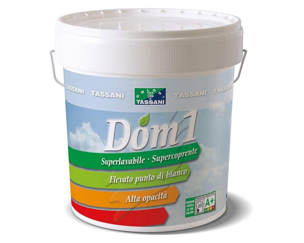 PITTURA SUPERLAVABILE BIANCA PER INTERNI DOM1 TASSANI LT.4 IDROPITTURA LAVABILE