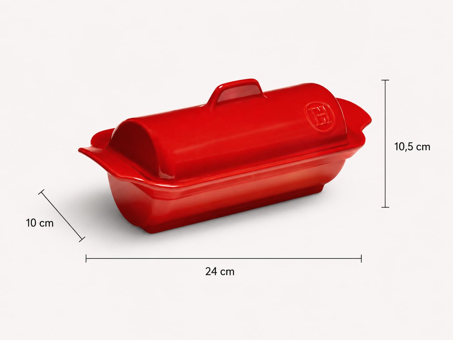 Emile Henry Terrine à Foie Gras Médaillon 24 cm – Céramique Rouge Grand Cru – Cuisson au Four Sans Bain-Marie – Plat à Terrine Fabriqué en France