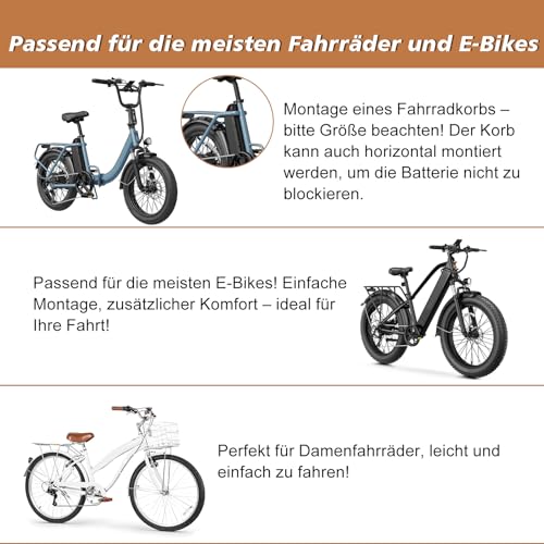Fahrradkorb Hinten, Metall Groß Fahrrad Korb Stabil Hinten, Stark Robust mit Wasserdichtem Liner & Gepäcknetz, Universeller Passform für Erwachsenenräder, E-Bikes, Rostbeständig, Einfache Montage