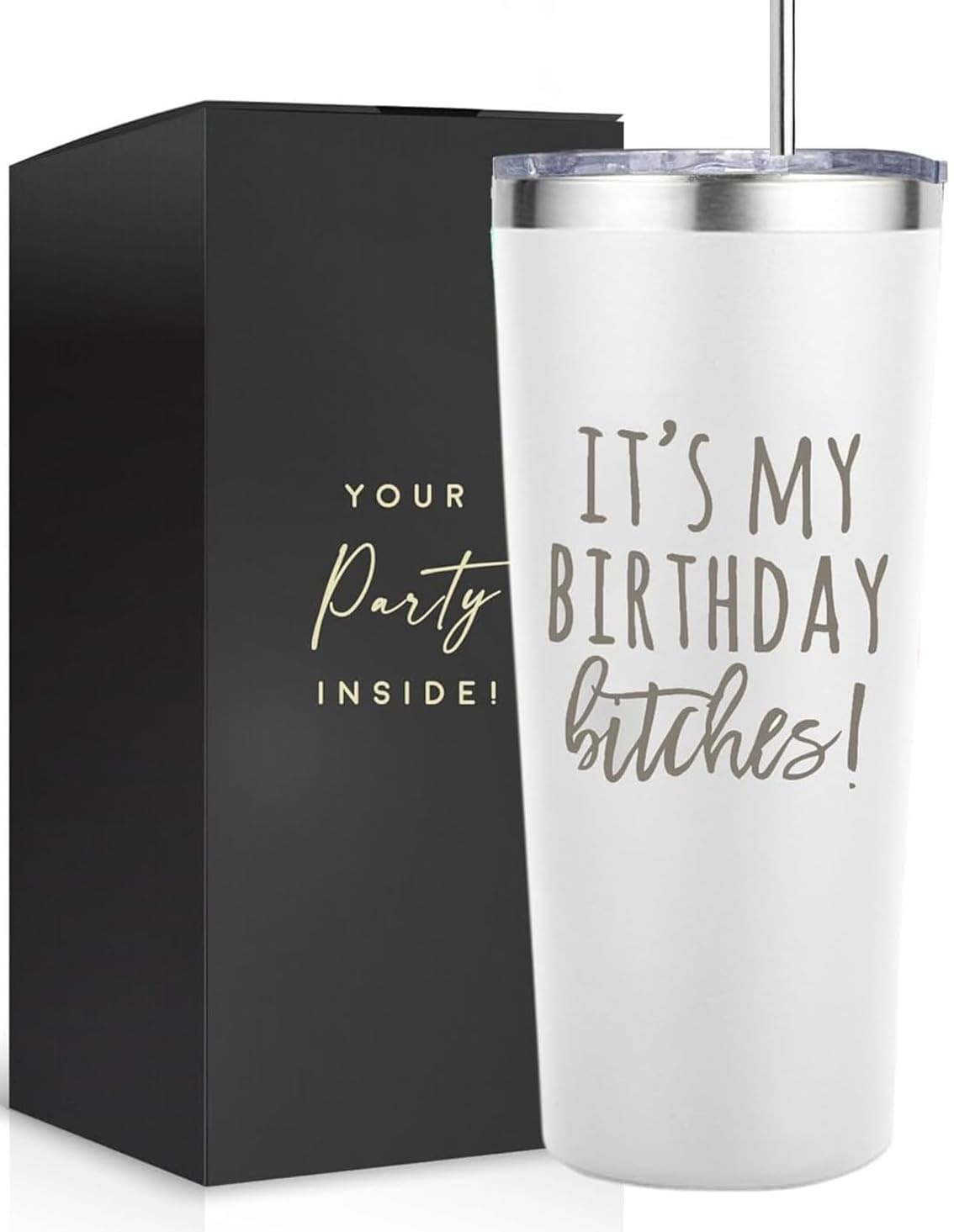 Birthday Bitches Wine Tumbler – 22 oz Stainless Steel Insulated Cup, Unique Gift for Women, Stylish Fun & Sassy Birthday Glasses & Cups
