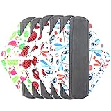 7pcs Set 1 pc Bonus Free Mini Wet Bag +6pcs Absorbent Reusable Sanitary Pads/Washable Bamboo Cloth Menstrual Pads (L,Gorgeous)