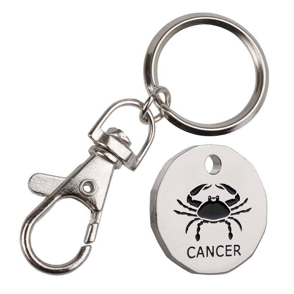Harts New 12 sided Shape Zodiac £1 coin Trolley Tokens Keyrings Supermarket Locker 1 (Cancer)