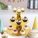 Soleebee 3-Tier Cupcake Stand, Cardboard Cupcake Tower, Dessert Cup Cake Stand Tower for Birthday Wedding Party Decoration, Cupcake Tier Stand 1 Set (Gold)