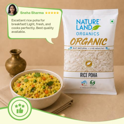 Image of Natureland Organics Rice Poha 500 Gm - Organic Healthy Poha