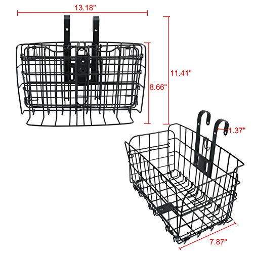 Folding Rear Bike Basket Wire Mesh Rust Proof, Easy Installation on Front Handlebar & Rear Seat, Bike Basket Bicycle Bag Cargo Rack for Mountain Bike Accessories, Frame Basket (1 Pack)