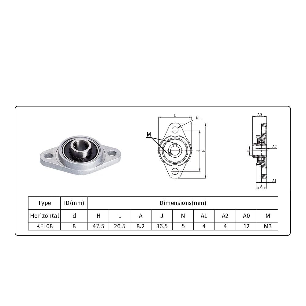 Kit tornillos trapezoidales T8 for máquinas CNC rosca 2 mm con soporte KFL