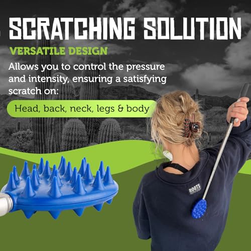 Cactus Scratcher Extendable Big Stick Back Scratcher - Extends 29" Long Double Sided Retractable Scratching Tool for Hand, Neck, Head, and Body - Universal Gift for Family, Pets, and Friends, Blue