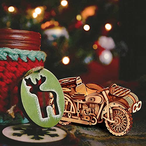 Motorcycle With Sidecar 3D Puzzle - Wooden Model Kit for Adults - Retro Design Tricycle Motorbike Building Set - Image 3