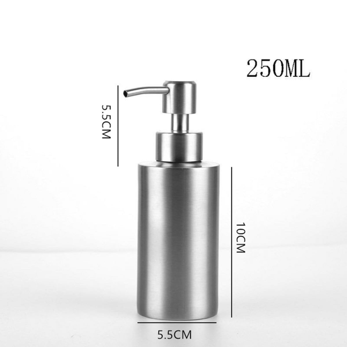 NUOBESTY 2 Stück Edelstahl Press Seifenspender 250ml und 350ml Wiederbefüllbar Zylindrisch für Küche und Badezimmer Einfache Reinigung Modernes Kompaktes Design