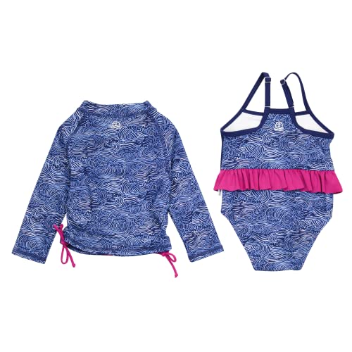 Image of SwimZip Girls' Long Sleeve Rash Guard & 1-Piece Swimsuit - UPF 50 Sun Protection