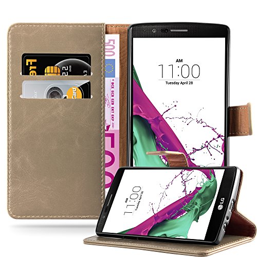 Cadorabo Funda Libro para LG G4 / G4 Plus en MARRÓN Capuchino - Cubierta Proteccíon con Cierre Magnético, Tarjetero y Función de Suporte - Etui Case Cover Carcasa