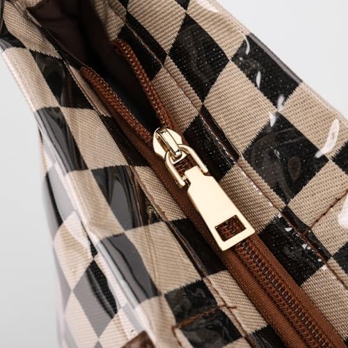 Bolso Tote Cuadrillé Grande para Mujer miniatura 7