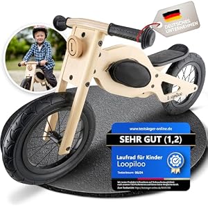 Loopiloo Kinder Laufrad aus Holz 12 Zoll