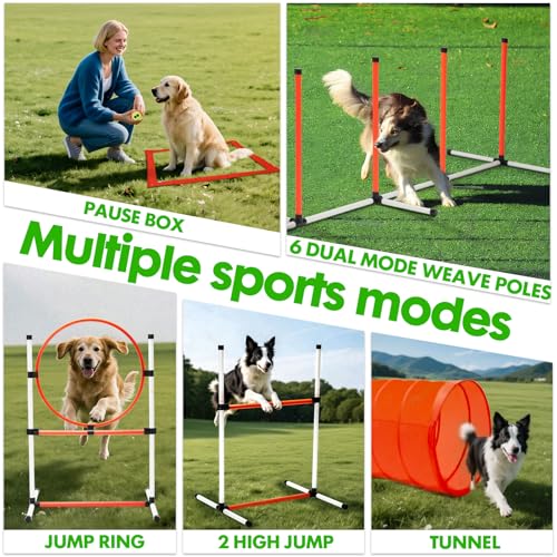 image for JRUICFDY Dog Agility Course Backyard Set, Dog Agility Equipment, Pet o