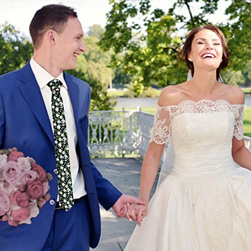 Image of Mantieqingway Men Skinny Tie Cotton Floral Necktie for Wedding Groomsmen Tie