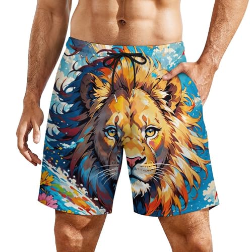 Colorful-eagle Mens Swimming Trunks Board Shorts Beach Shorts with Pockets Bathing Suits