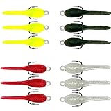 DELONG LURES: Bluegill Fishing Lures, Made in America Valure 12 Pack, 1.5' pre-Rigged Tadpole Lures for panfishing, Used as a Jerk Bait or Under a Bobber, Easy to use Soft Plastic Fishing Lures