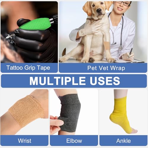 24 Pack Self Adhesive Bandage Wrap 2 Inch, Cohesive Medical Tape for Sports, Elastic Vet Wrap for Athletic, Ankle, Wrist Sprains, Pet First Aid - Imagem 8