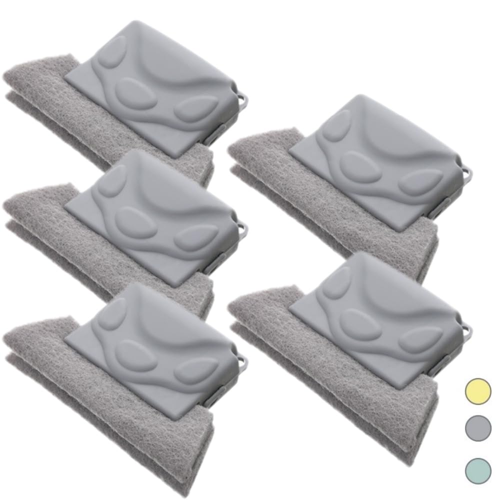 5pcs Magic Window Track Cleaner – Multipurpose Groove Cleaning Brush for Doors & Windows, Deep Cleaning Tool with Thickened Scouring Pad for Dust, Debris, and Hard-to-Reach Corners (Gray)