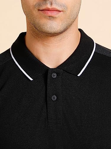 Image of Dennis Lingo Men's Slim fit Solid Black Polo T-Shirt