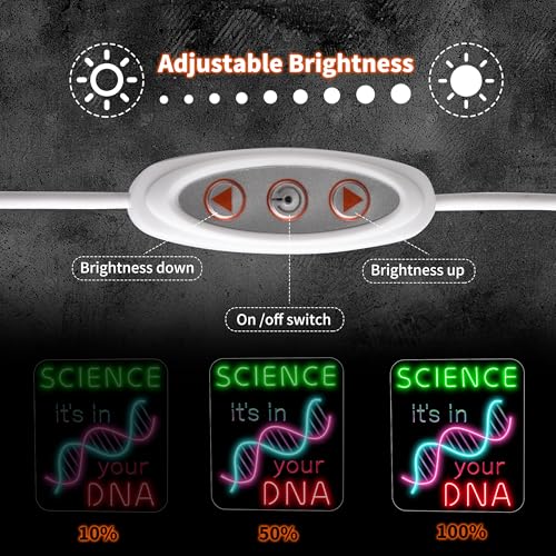 Image of DNA Science Neon Sign Wall Decor 16 inchx12 inch Dimmable LED Light with Double Helix Model, Biology Teacher Gift for Classroom Lab Office Bedroom, Science Gifts for Students Teens Chemists & Science Lovers