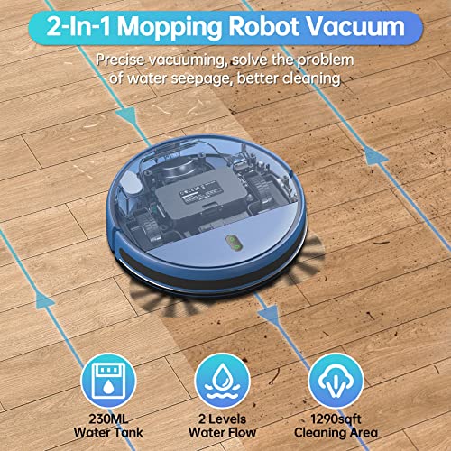 ZCWA Robot Vacuum and Mop Combo, 2 in 1 Mopping Robotic Vacuum with WiFi/App/Alexa, Robotic Vacuum Cleaner, Schedule Settings, Self-Charging, Ideal for Hard Floor, Pet Hair and Carpet - Image 3