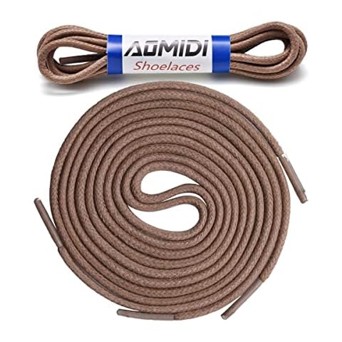 AOMIDI Waxed Round Shoelaces (2 Pairs) - for Oxford Dress Shoes Boots Leather Shoe Laces (32" inches (81 cm), Khaki) Cover