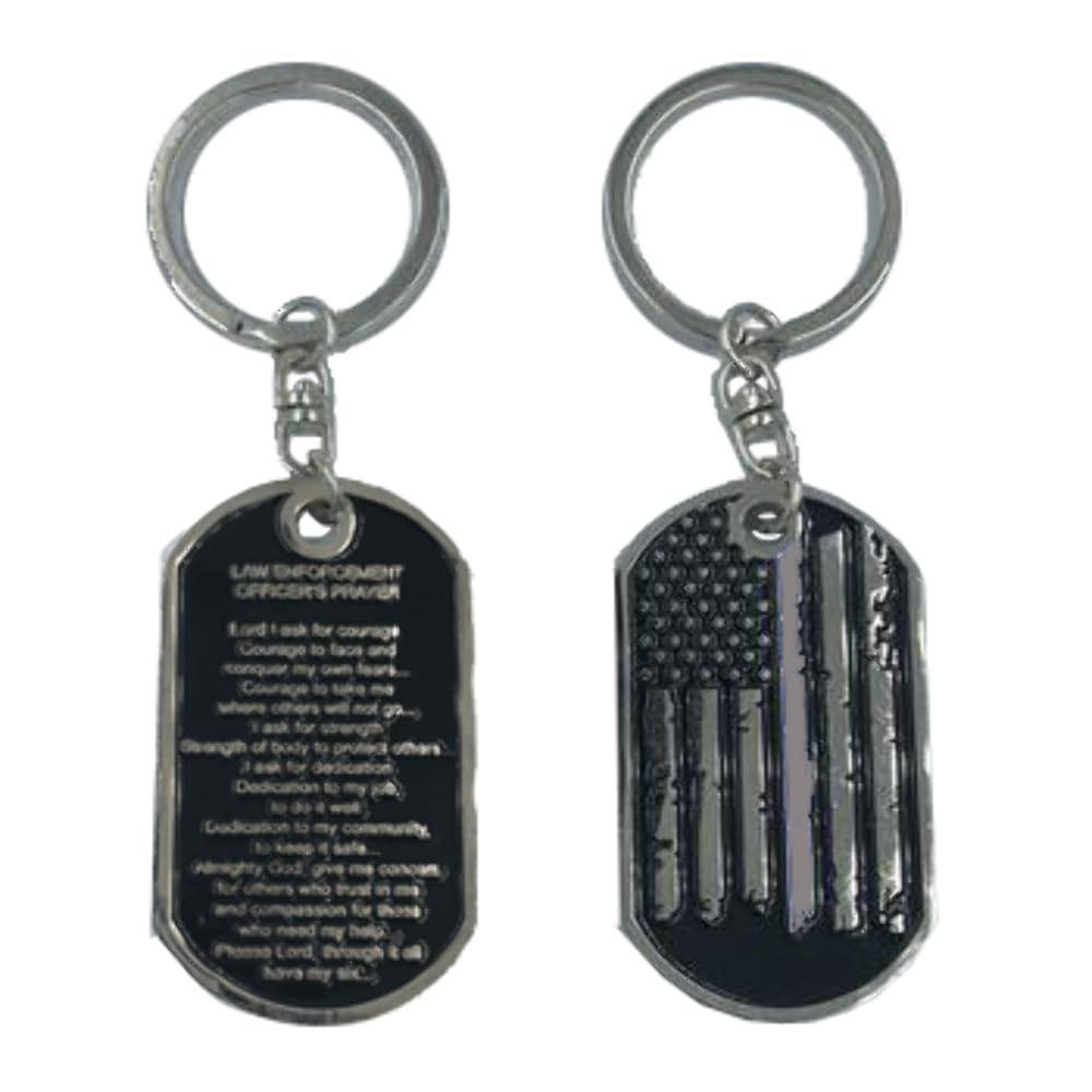 CL3-16 Correctional Officer's Prayer Thin Gray Line Challenge Coin Dog Tag Keychain CO Corrections