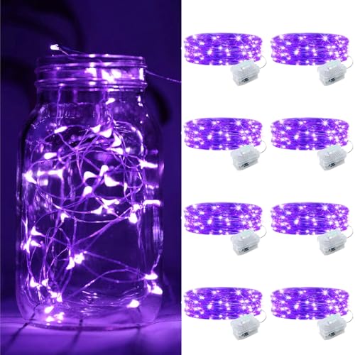 ZGWJ 8 Pack Purple Fairy Lights Mini String Lights