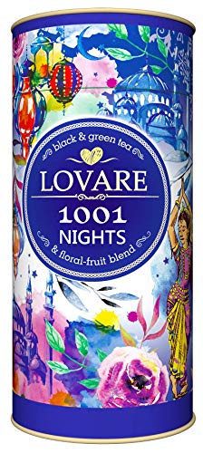 Amazon Com Lovare Share The Love Tea 1001 Nights Black Green Leaf Teas Fruit Pieces Flower Petals Natural Grape Flavor 2 82 Oz 80g Everything Else