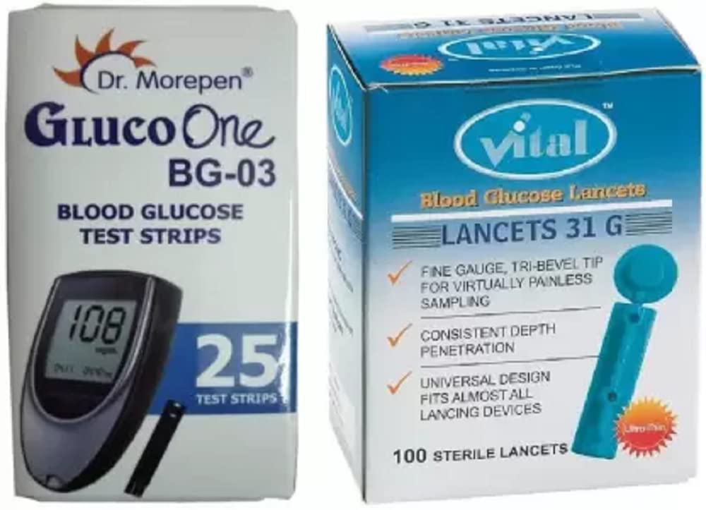 DR.MOREPEN BG-03 25 Test Strips With Vital Round Glucometer Lancets (100) (B09V1K3Z4C) Amazon Price History, Amazon Price Tracker