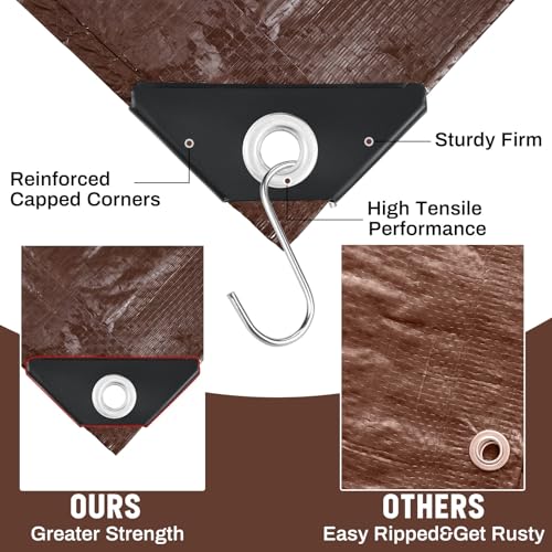 Image of 4 Pack 8 x 10 ft Brown Tarps Heavy Duty 5.5 Mil Waterproof Durable, Water Resistant, Rip & Tear Proof, Reinforced Edges, Multipurpose Firewood, Farm, Camping, Roof, Boat & Emergency Shelter