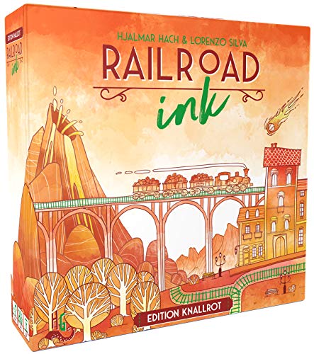 Heidelberger Spieleverlag, Horrible Guild HR013, Railroad Ink: Edition Bright Red, Dice Game for 1-6 Players, from 8 Years