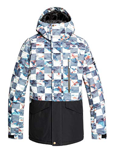 Quiksilver Mission Printed Block Snowboard Jacket Mens Sz M Barn Red Ongrid