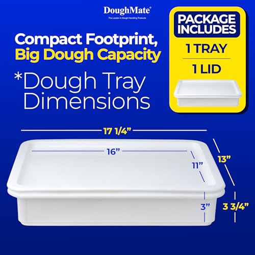 Image of DoughMate 1 Pizza Dough Proofing Tray with 1 Lid - Holds 6 Dough Balls - Easy to Clean, Durable - NSF Certified, Made in USA