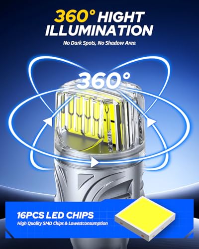 Image of AUTOONE White 921 912 LED Light Bulbs, 700% Brighter & 6500K White, T15 921 906 W16W LED Bulbs for Bulb Direct Back up Reverse Parking Light, 2PCS