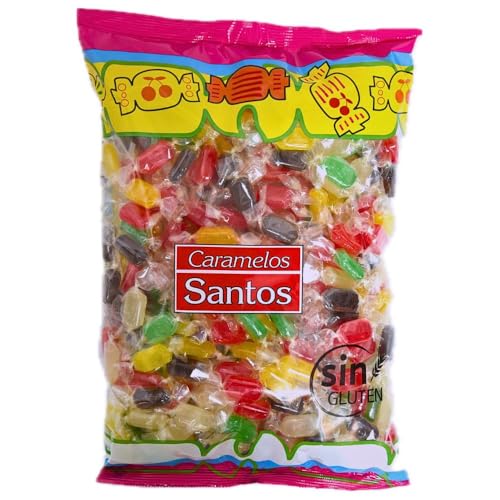 Caramelos de Colores con sabor a Frutas - Sin Gluten – Surtido de caramelos sabor a Limón, Plátano, Naranja, Fresa, Cola y Melón– Fiestas, Eventos y Halloween
