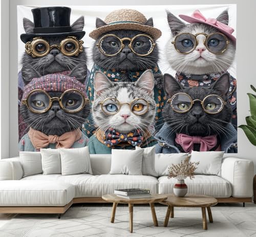 Tenture murale chat pour cacher un mur vide grand format rétro 230x180 cm