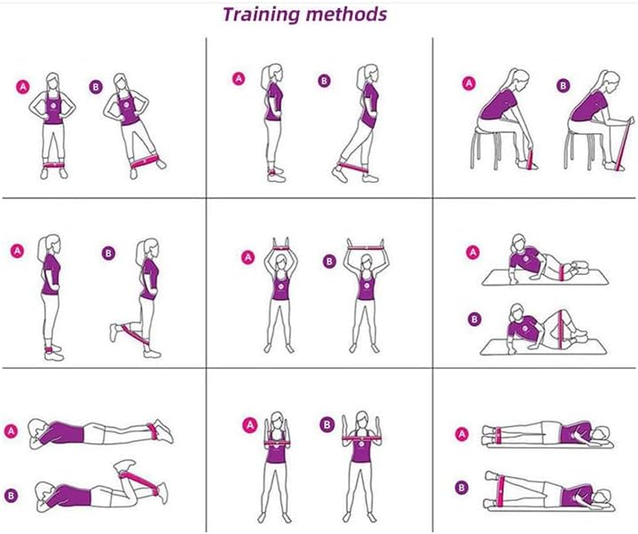 Miniatura 6 de Juego de 5 bandas de resistencia para hombres y mujeres, bandas elásticas sin látex para entrenamiento, glúteos, piernas, pilates, entrenamiento de