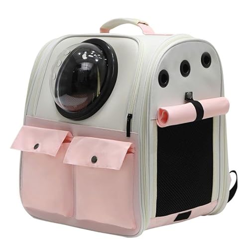 SUNCN ペット用バックパック、猫と犬用バッグ、通気性、カプセル、旅行、小型犬と猫用 (ピンクホワイトです) -