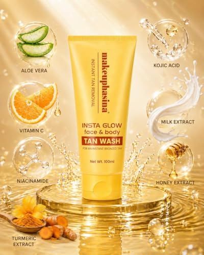 MAKEUP HASINA Insta Glow Face & Body Tan Wash 100ml, Instant Tan - Image 4