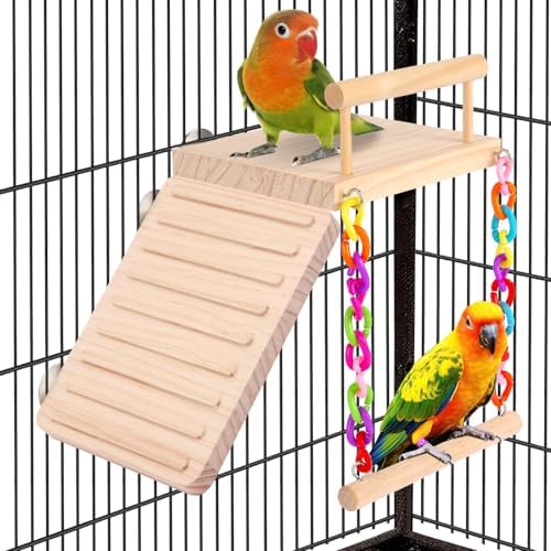 Bird Cage Play Top Accessories You Didn't Know You Needed 7 Kyouki Bird Perch Bird Cage Accessories Platform Swing - for Parrot,Parakeet,Budgies, Cockatiels, Lovebirds, Pacific Parrotlets,Chinchilla, Hamster - Sturdy Play Gym Exercise Stand