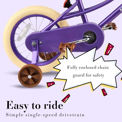 Image of RULLY Donna Kids Bike for Girls Ages 2-7 Years, 12 14 16 Inch Princess Girls Bicycle with Doll Bike Seat, Training Wheels, Basket and Streamers, Kids Cycle Bikes, Multiple Colors | with Doll Bike Seat, Training Wheels, Basket, Streamers, Kids Cycle Bikes