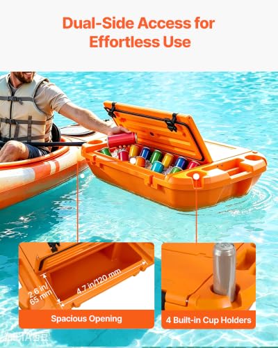 Image of VEVOR Floating Cooler 40 QT Floating Ice Chest with Wheels & Tow Rope, Premium LLDPE Amphibious Beverage Cooler for Water & Land, Stable Cruising on Lake, River, Seashore, Beach, Kayak