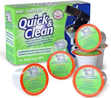 Quick & Clean [6-Pack] Keurig Cleaning Pods - K Cup Cleaner Pod For Keurig - 2.0 Coffee Machine Compatible, Removes Stains, Non-Toxic and Eco-Friendly