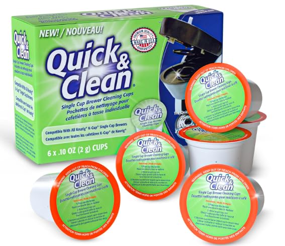 6-Pack of Cleaning Cups for Keurig K-Cup Machines - 2.0 Compatible, Stain Remover, Non-Toxic - By Quick & Clean