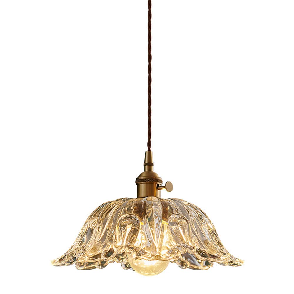 HXYSXHJUO Shade Pendant Lamp Modern Chandelier Lighting Brushed Brass Finish Farmhouse/Schoolhouse/Rustic Light With Clear Glass