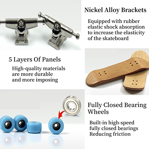 Combort 1Pc Finger Skateboards Fingerboards Sets, Maple Wooden+Alloy Fingerboard Finger Skateboards with Box Reduce Pressure Kids Gifts(White)