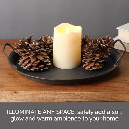 Image of Mikasa White Rolling Flame Realistic Flameless Pillar Candle, 3x4 Inch